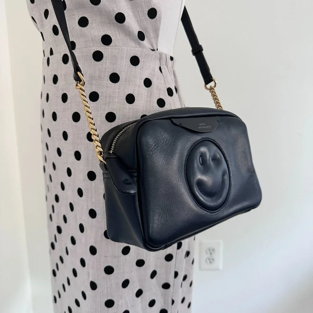 Anya Hindmarch Chubby Wink Large Crossbody Bag 😉 – Navy Leather